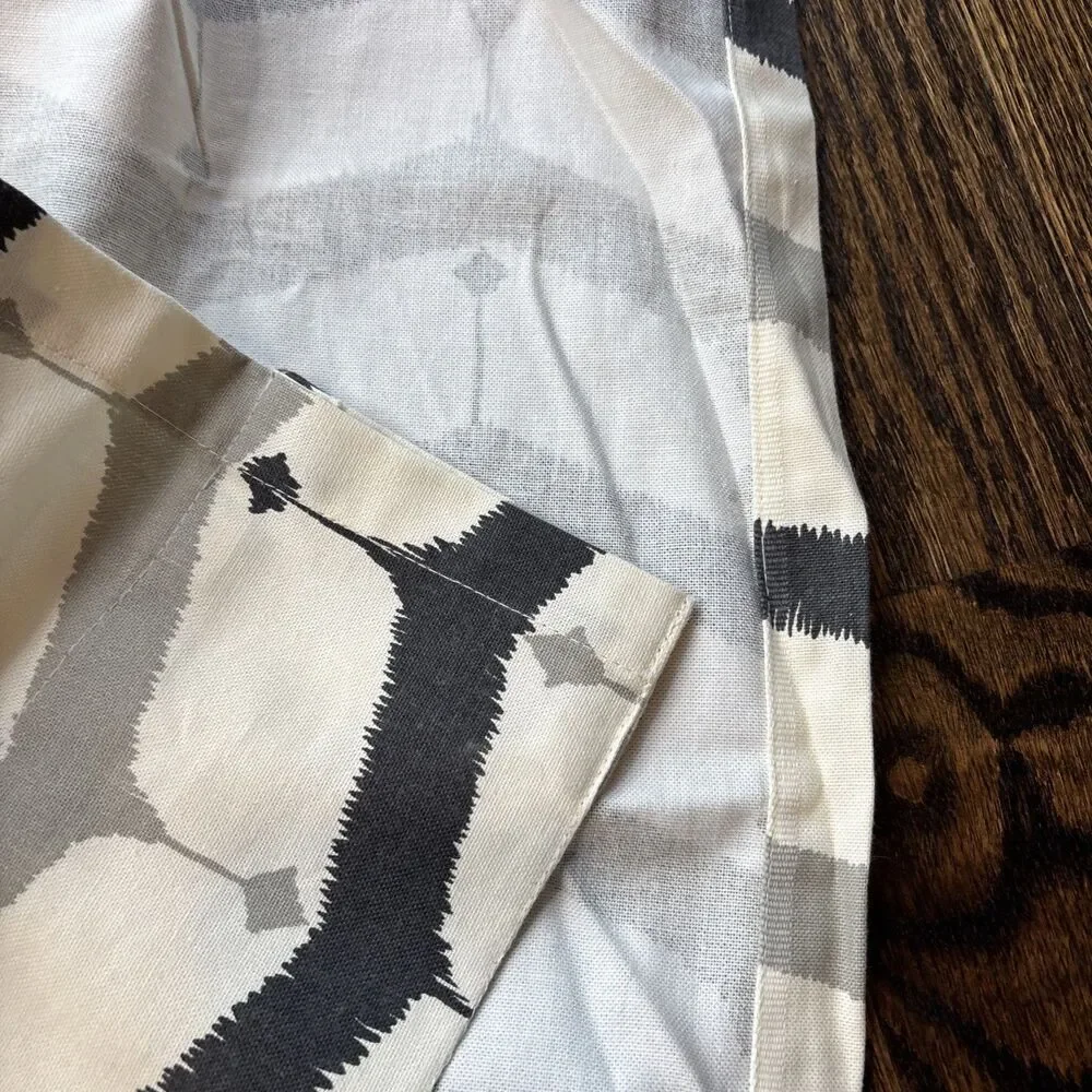 West Elm 48”x84” Curtain Panels Pair Gray Black Ivory Geometric Cotton Drapes